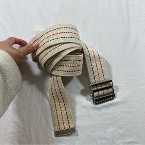 Stylish Beige Belt with Red and Blue Stripes Men’s 72 inch belt Sammon Preston